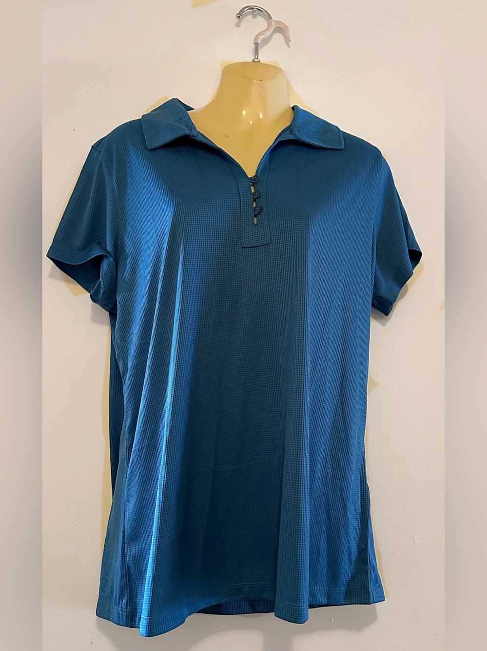 Teal Blue Short Sleeve Polo Top